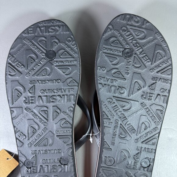 Quiksilver Molokai Flip Flops Mens Size 12 Thong Sandals Black Colorful Script - Picture 10 of 11